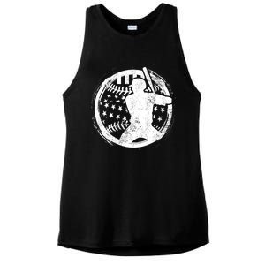 Patriotic American Flag Baseball design, Baseball design Ladies PosiCharge Tri-Blend Wicking Tank