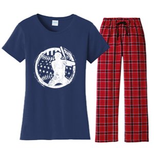 Patriotic American Flag Baseball design, Baseball design Women's Flannel Pajama Set