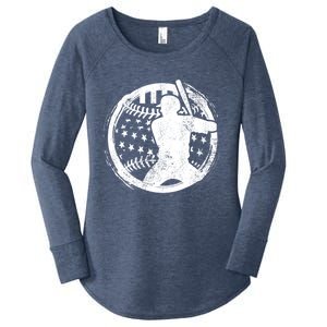 Patriotic American Flag Baseball design, Baseball design Women's Perfect Tri Tunic Long Sleeve Shirt