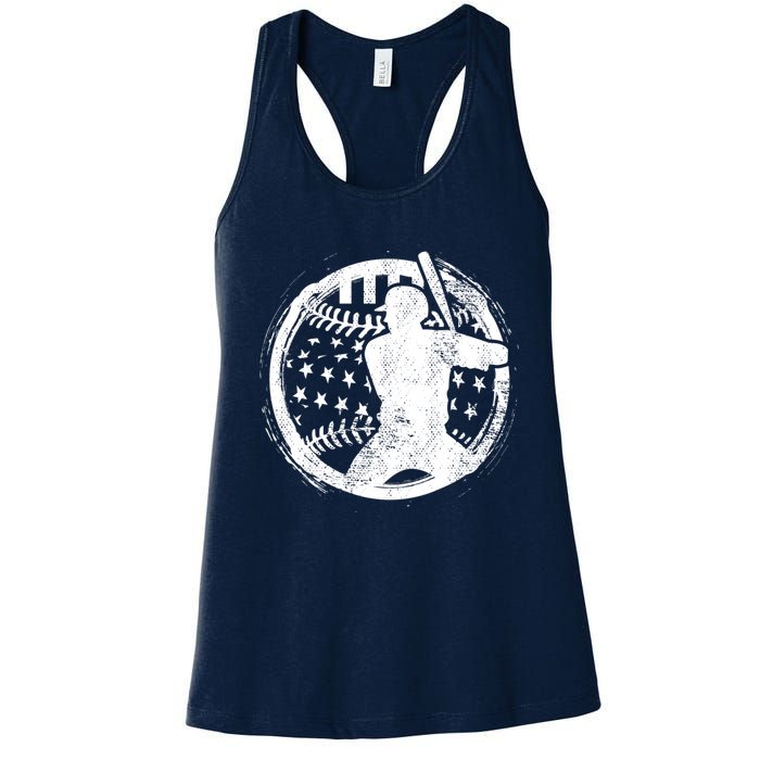 Patriotic American Flag Baseball design, Baseball design Women's Racerback Tank