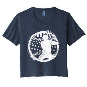 Patriotic American Flag Baseball design, Baseball design Women's Crop Top Tee