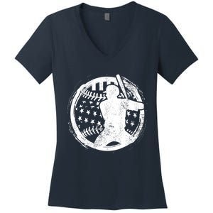 Patriotic American Flag Baseball design, Baseball design Women's V-Neck T-Shirt