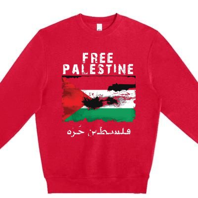 Palestine Arabic Flag I Stand With Palestine Support Palestine Premium Crewneck Sweatshirt