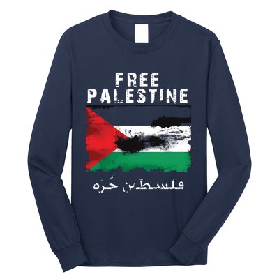 Palestine Arabic Flag I Stand With Palestine Support Palestine Long Sleeve Shirt