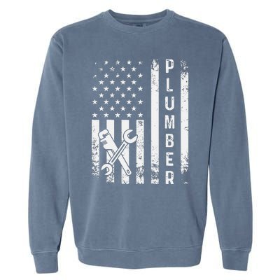 Plumber American Flag Plumbing Garment-Dyed Sweatshirt