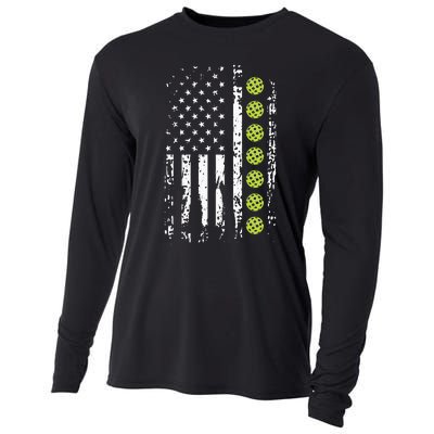 Pickleball American Flag Pickleball Player Gift Cooling Performance Long Sleeve Crew