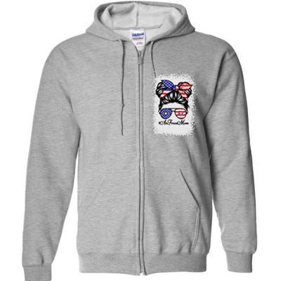 Proud Air Force Mom Messy Bun Sunglasses Mom Mother's Day Full Zip Hoodie