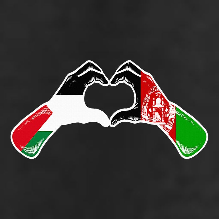 Palestine Afghanistan Flag Palestinian Afghan Heart 7 Panel Mesh Trucker Snapback Hat