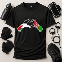 Palestine Afghanistan Flag Palestinian Afghan Heart Cooling Performance Crew T-Shirt