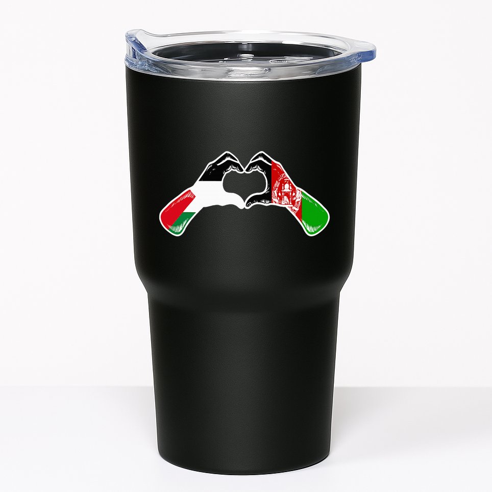 Palestine Afghanistan Flag Palestinian Afghan Heart Tumbler