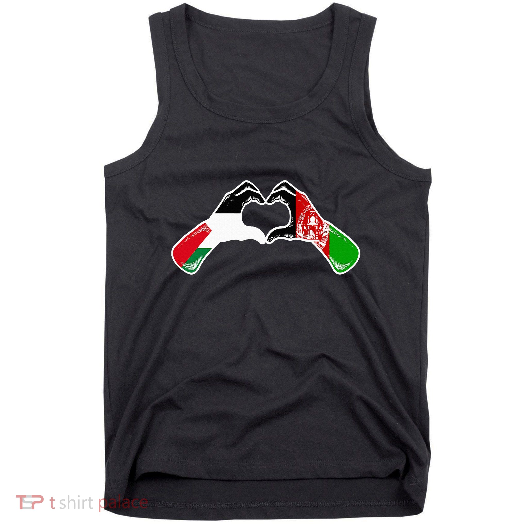 Palestine Afghanistan Flag Palestinian Afghan Heart Tank Top