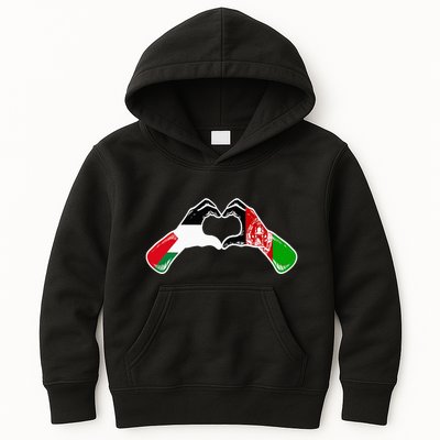 Palestine Afghanistan Flag Palestinian Afghan Heart Kids Hoodie