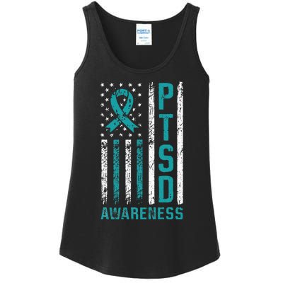 PTSD Awareness Flag Post Traumatic Stress Disorder Warrior Ladies Essential Tank