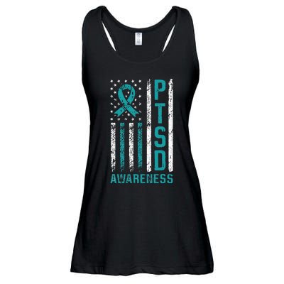 PTSD Awareness Flag Post Traumatic Stress Disorder Warrior Ladies Essential Flowy Tank