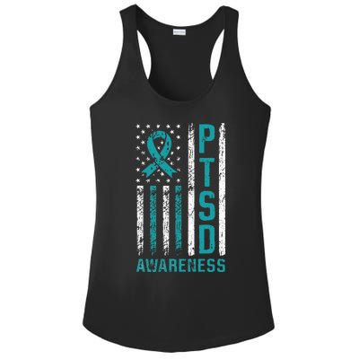 PTSD Awareness Flag Post Traumatic Stress Disorder Warrior Ladies PosiCharge Competitor Racerback Tank