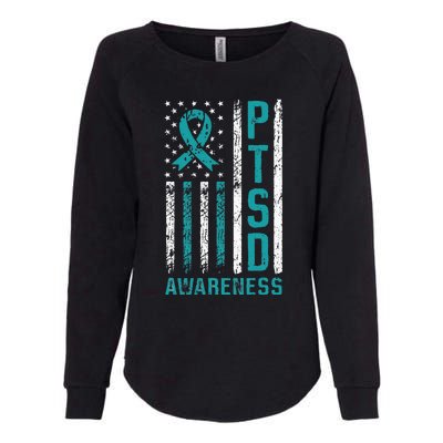 PTSD Awareness Flag Post Traumatic Stress Disorder Warrior Womens California Wash Sweatshirt