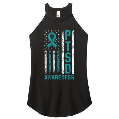 PTSD Awareness Flag Post Traumatic Stress Disorder Warrior Women's Perfect Tri Rocker Tank