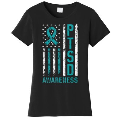 PTSD Awareness Flag Post Traumatic Stress Disorder Warrior Women's T-Shirt