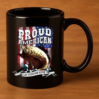 Proud American Flag Let Freedom Reign Fishing 11oz C Handle Ceramic Mug