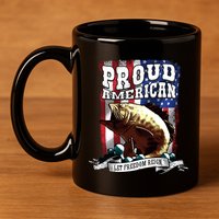 Proud American Flag Let Freedom Reign Fishing 11oz C Handle Ceramic Mug