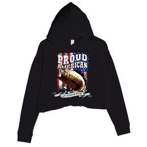 Proud American Flag Let Freedom Reign Fishing Crop Fleece Hoodie