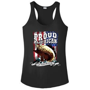 Proud American Flag Let Freedom Reign Fishing Ladies PosiCharge Competitor Racerback Tank