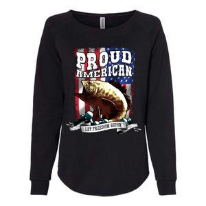 Proud American Flag Let Freedom Reign Fishing Womens California Wash Sweatshirt