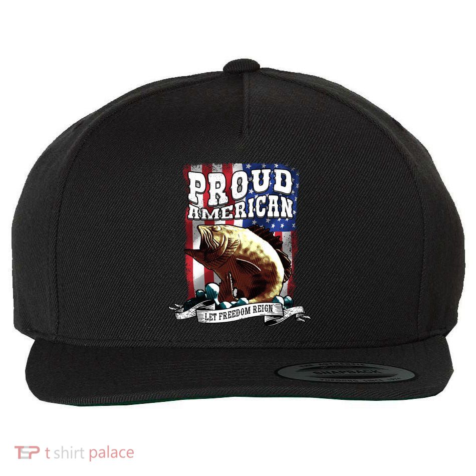 Proud American Flag Let Freedom Reign Fishing Wool Snapback Cap