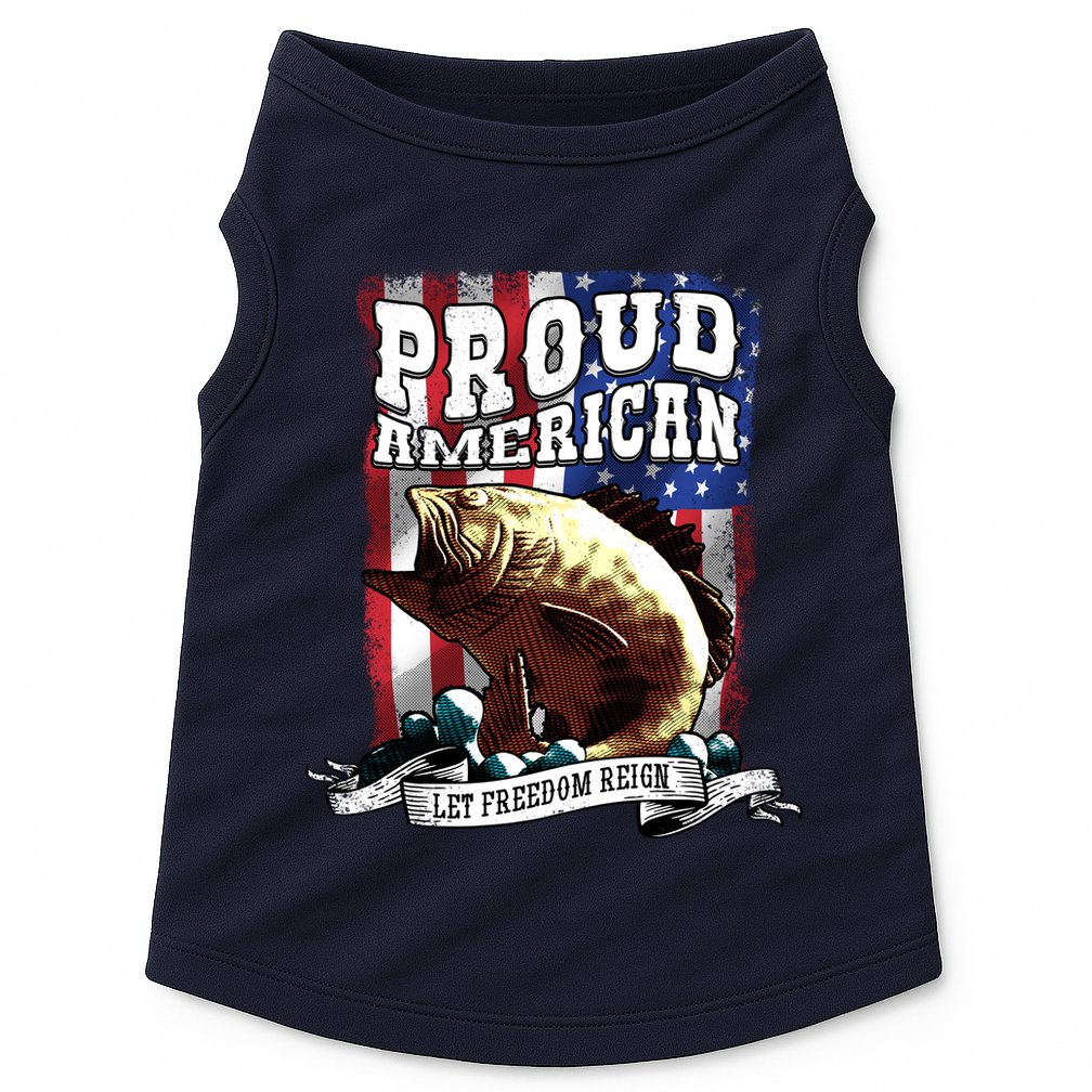 Proud American Flag Let Freedom Reign Fishing Doggie Tank