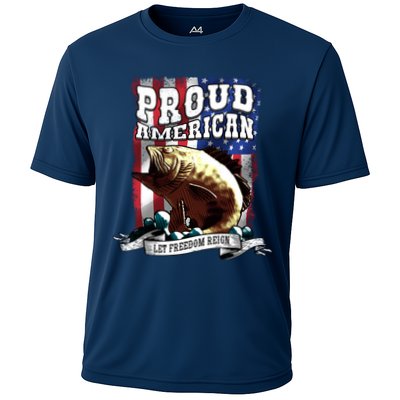 Proud American Flag Let Freedom Reign Fishing Performance Shirt