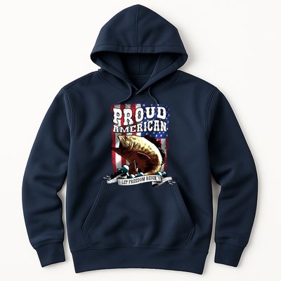 Proud American Flag Let Freedom Reign Fishing Hoodie