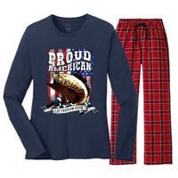 Proud American Flag Let Freedom Reign Fishing Women's Long Sleeve Flannel Pajama Set 