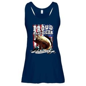 Proud American Flag Let Freedom Reign Fishing Ladies Essential Flowy Tank