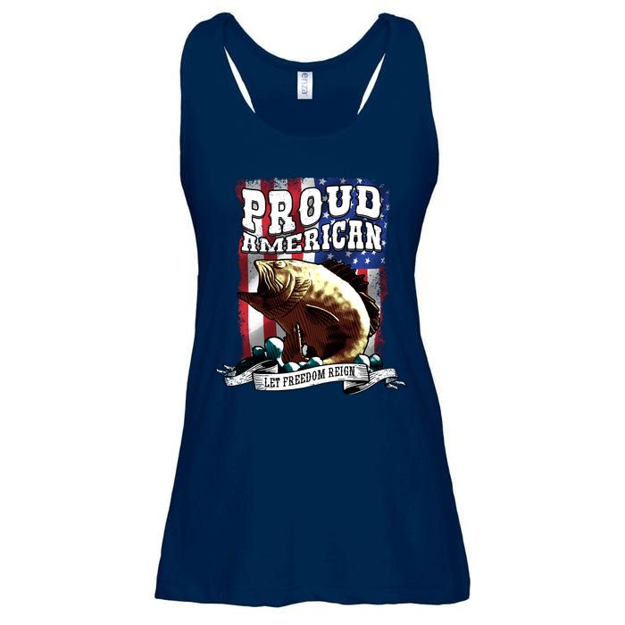 Proud American Flag Let Freedom Reign Fishing Ladies Essential Flowy Tank