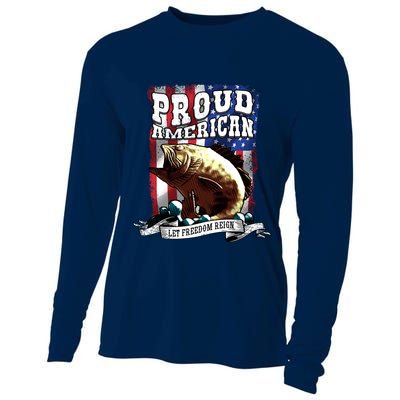 Proud American Flag Let Freedom Reign Fishing Cooling Performance Long Sleeve Crew