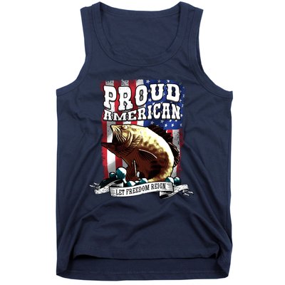 Proud American Flag Let Freedom Reign Fishing Tank Top