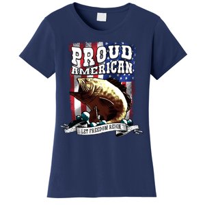 Proud American Flag Let Freedom Reign Fishing Women's T-Shirt