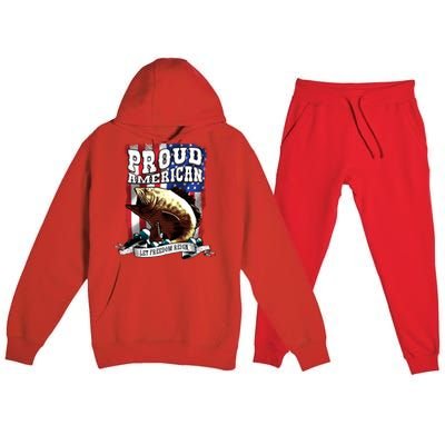 Proud American Flag Let Freedom Reign Fishing Premium Hooded Sweatsuit Set