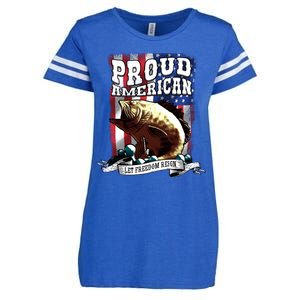 Proud American Flag Let Freedom Reign Fishing Enza Ladies Jersey Football T-Shirt