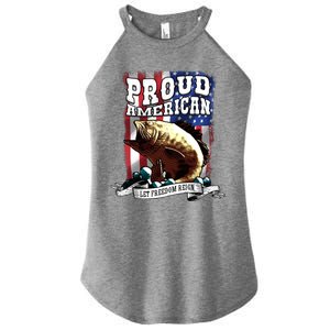 Proud American Flag Let Freedom Reign Fishing Women's Perfect Tri Rocker Tank