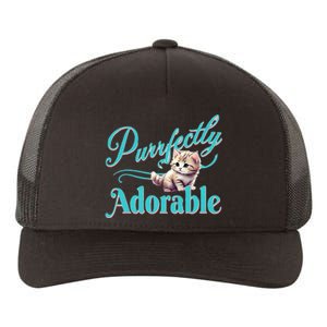 Purrfectly Adorable Fluffy Kitten Kitty Cat Funny Graphic Yupoong Adult 5-Panel Trucker Hat