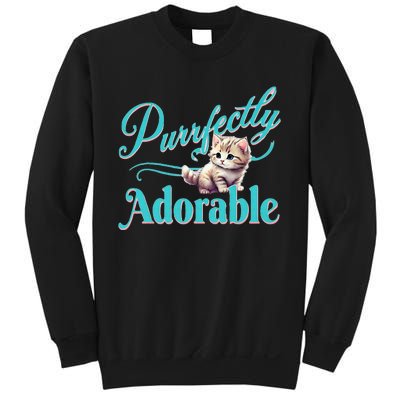 Purrfectly Adorable Fluffy Kitten Kitty Cat Funny Graphic Sweatshirt