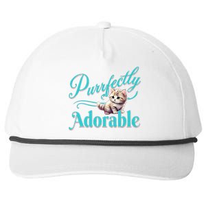 Purrfectly Adorable Fluffy Kitten Kitty Cat Funny Graphic Snapback Five-Panel Rope Hat