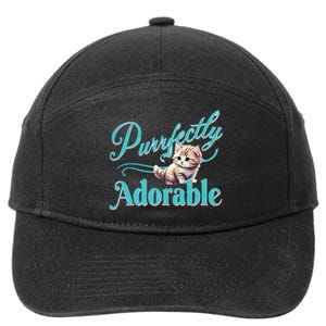 Purrfectly Adorable Fluffy Kitten Kitty Cat Funny Graphic 7-Panel Snapback Hat