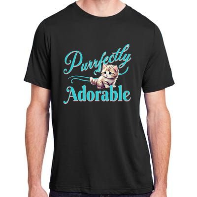 Purrfectly Adorable Fluffy Kitten Kitty Cat Funny Graphic Adult ChromaSoft Performance T-Shirt