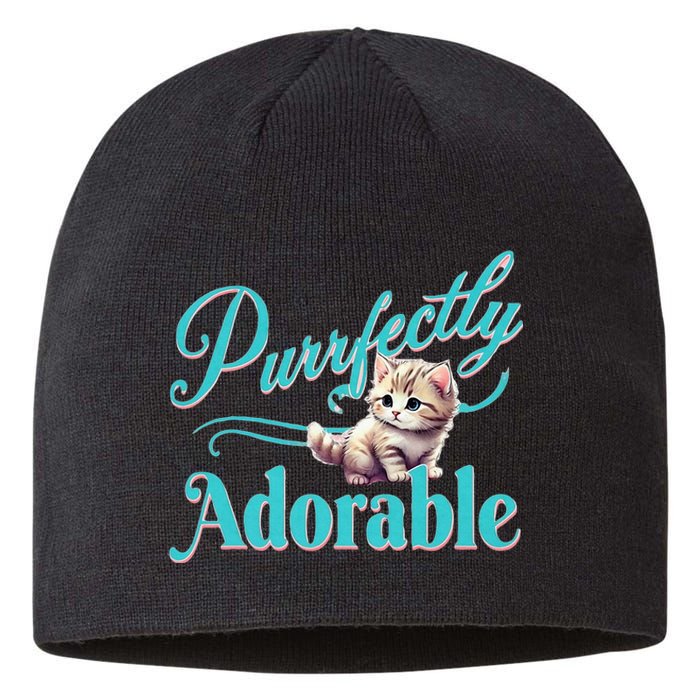 Purrfectly Adorable Fluffy Kitten Kitty Cat Funny Graphic Sustainable Beanie