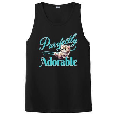 Purrfectly Adorable Fluffy Kitten Kitty Cat Funny Graphic PosiCharge Competitor Tank