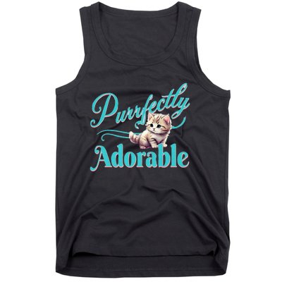 Purrfectly Adorable Fluffy Kitten Kitty Cat Funny Graphic Tank Top