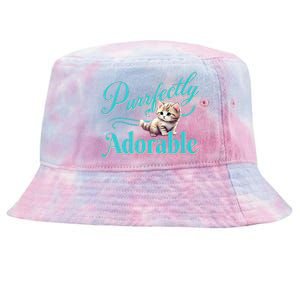 Purrfectly Adorable Fluffy Kitten Kitty Cat Funny Graphic Tie-Dyed Bucket Hat