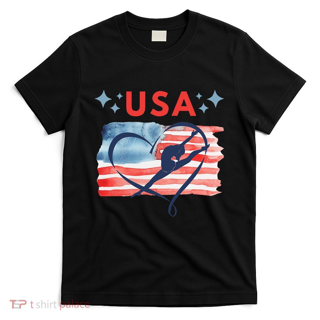 Patriotic American Flag Gymnastics Design For Usa Gymnasts T-Shirt
